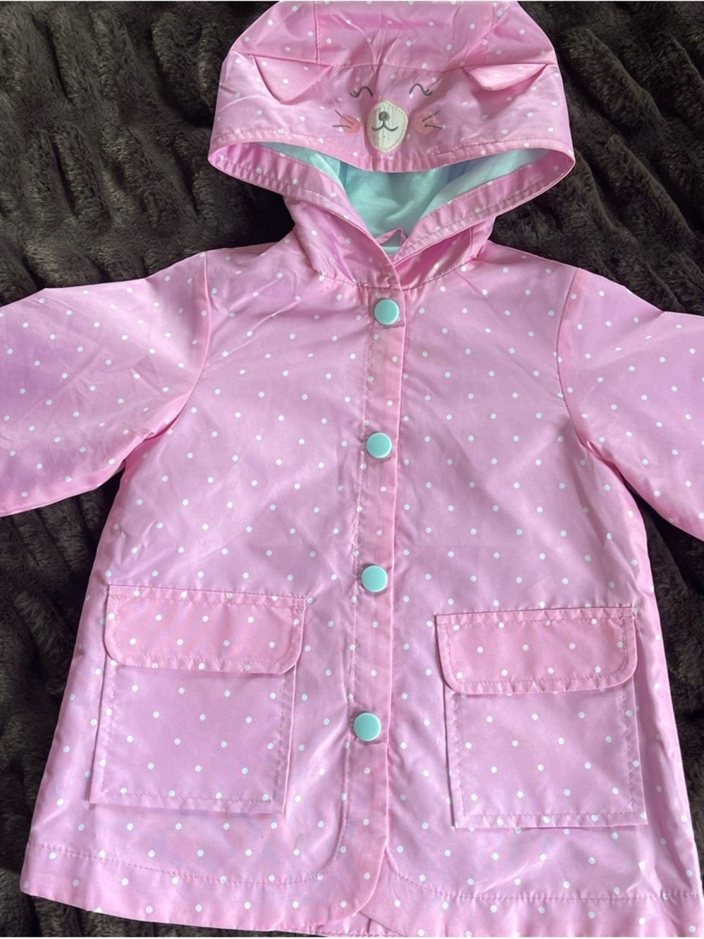 London Fog Pink Polka Dot Kids Raincoat with Hood
